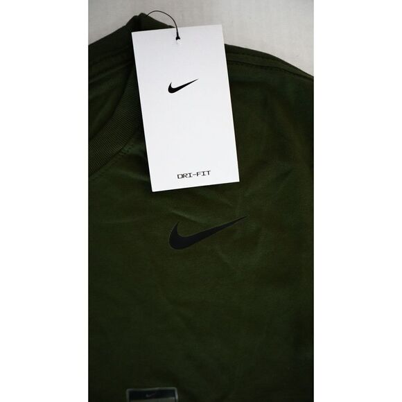 Nike AR6029 330 Men's Sz Small Khaki Green Dri-Fit Crew Neck Training T-Shirt - Picture 3 of 3